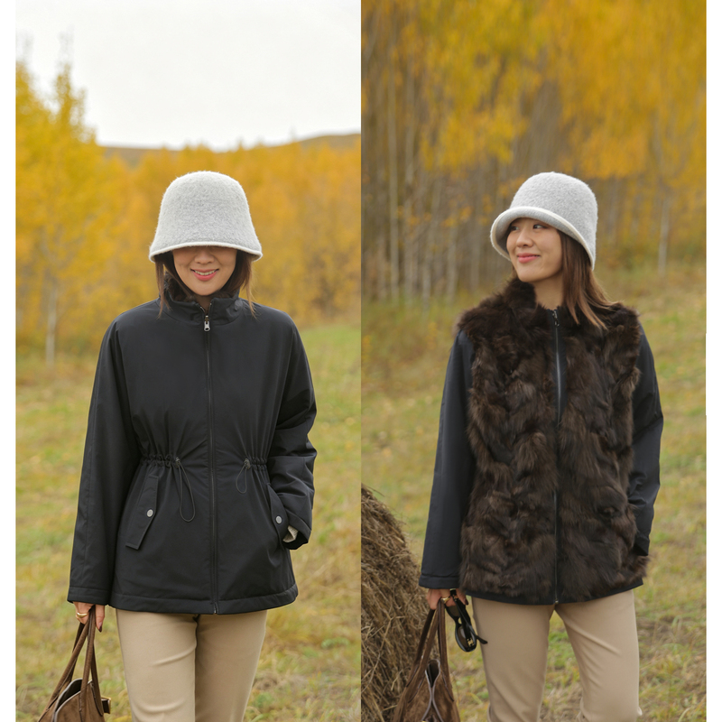 Jomode『Reversible/Sable Parka』Reversible Sable Waist-Tightening Parka Women's Commuting Business Jacket