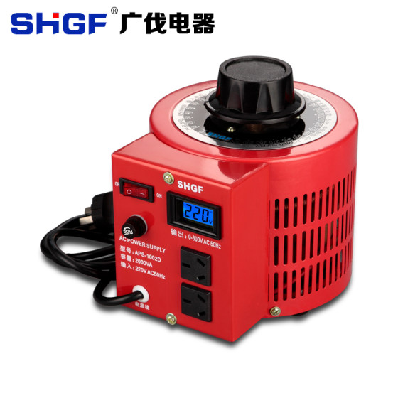 Guangfa 전압 조정기 220V 단상 조정 가능한 0-300V 카본 브러시 변압기 0.5kva AC 전압 조정 전원 공급 장치 500w