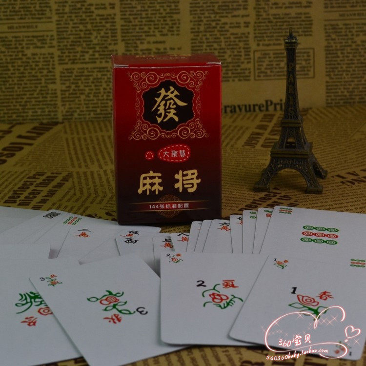 Solitaire mahjong playing card mini mahjong playing card poker travel travel silent paper mahjong card send 2 dice