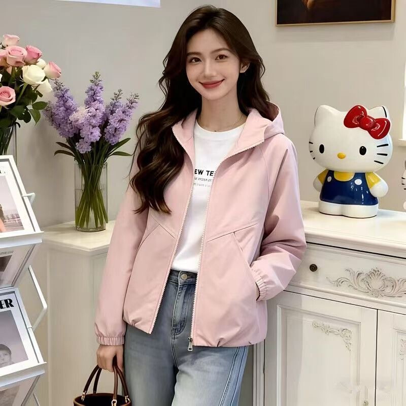 Short Casual Jacket for Women 2026 Spring and Autumn New Loose Slimming Windbreaker Petite Korean Style Jacket Top Short Casual Jacket for Women 2026 Spring and Autumn New Loose Slimming Windbreaker Petite Korean Style Jacket Top