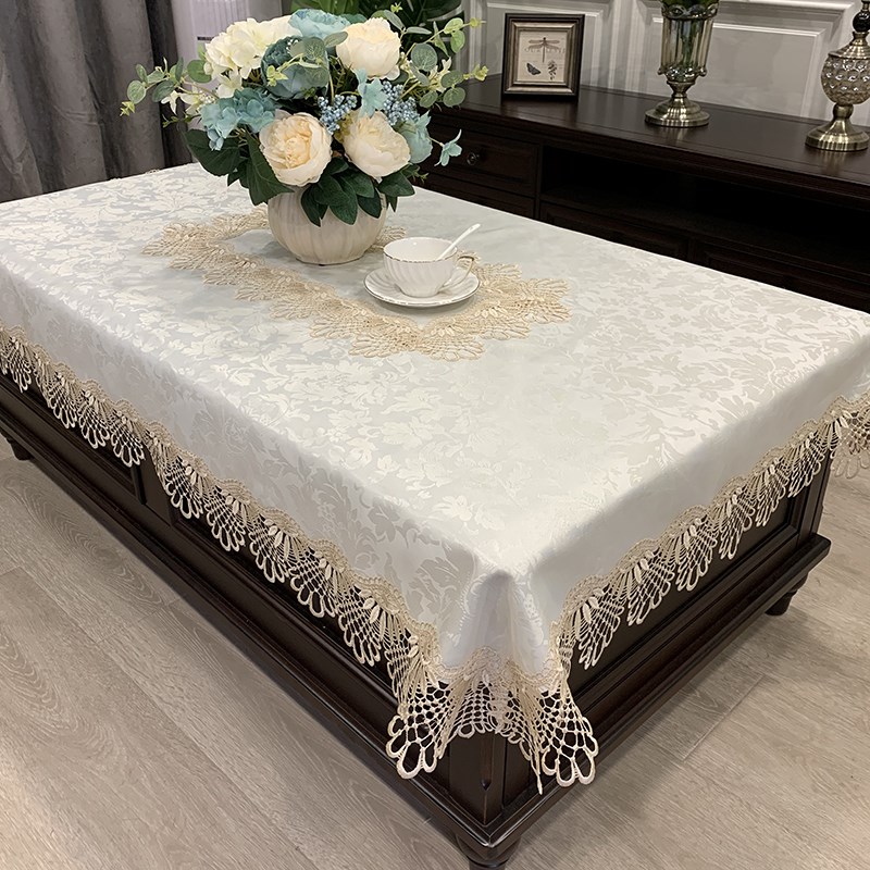 Tea table cloth 2021 new tablecloth tablecloth cover waterproof oil-proof disposable Nordic wind cover cloth lace cloth cushion