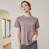 Быстросохнущая спортивная футболка с коротким рукавом, дышащая летняя одежда для йоги для спортзала, свободный крой, для бега, по фигуре