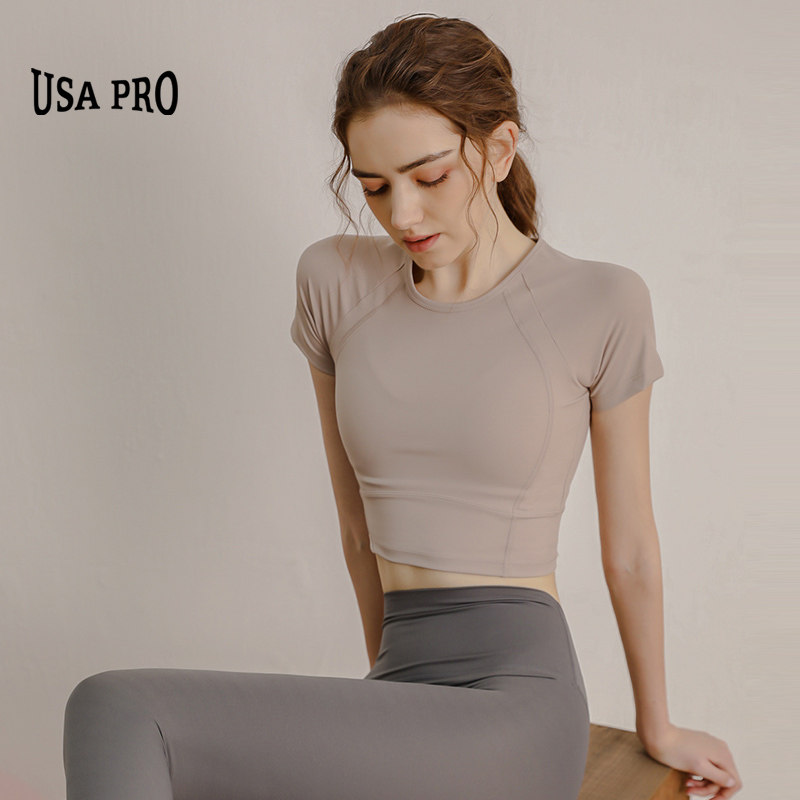 Sports tops women's short sleeves T-shirt quick-drying gym clothes running premium sense set tight yoga clothes summer gym suits