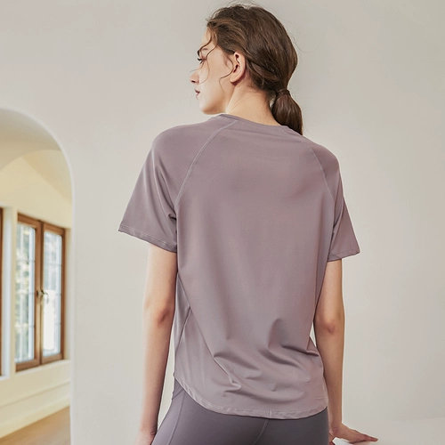Быстросохнущая спортивная футболка с коротким рукавом, дышащая летняя одежда для йоги для спортзала, свободный крой, для бега, по фигуре