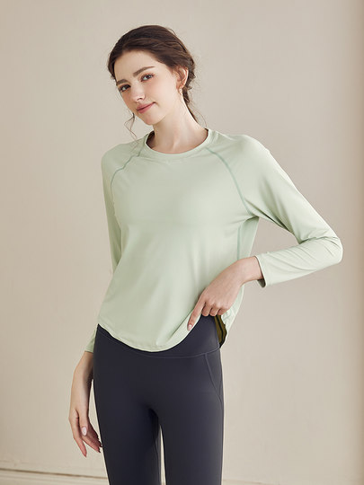 Quick-Drying Sports Tops for Women, Loose Slimming Long-Sleeved T-Shirts, Yoga Clothes, Breathable Mesh Running Training Fitness Clothes, Autumn