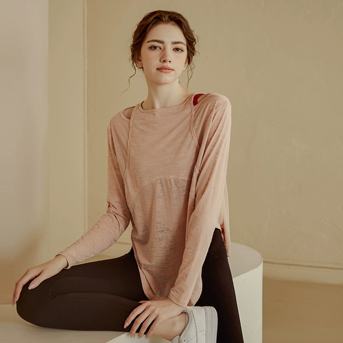 Спортивная одежда для йоги, быстросохнущий лонгслив для спортзала, свободный крой, по фигуре, для бега, большой размер