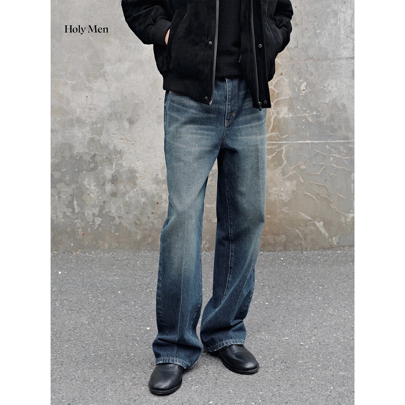 Holymen |   Slp Same Source as Nissan Okayama 14.5 oz Washed Sharp Distressed Mid-Stitch Jeans