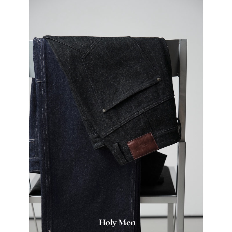 Holymen |   Highly Recommended Machine-Washable Cashmere-Cotton Blend Lumberjack Workwear-Style Straight-Leg Jeans