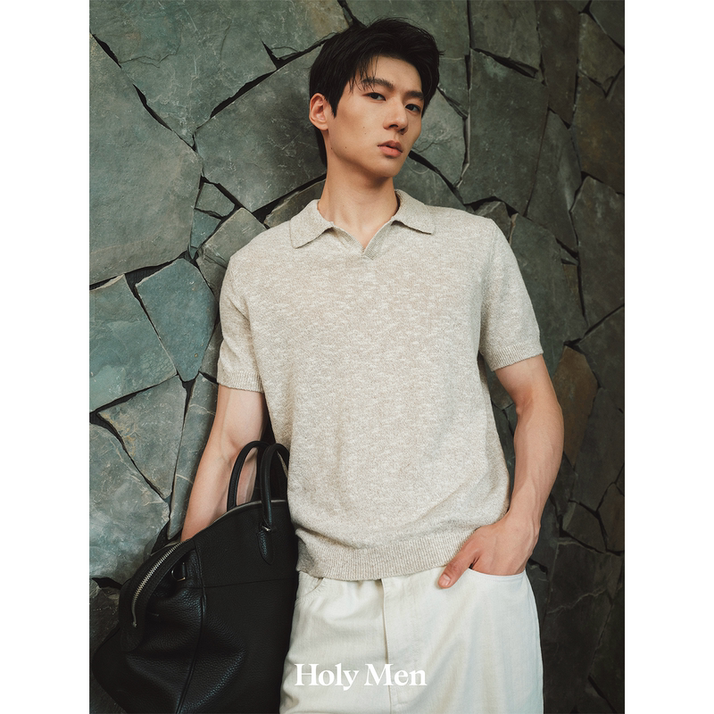 Holymen | Imported "Hemisphere Health Products" (Hemisphere) Luxury Linen Silk Texture Summer Old Money Style Polo Short Sleeve Shirt Holymen | Imported "Hemisphere Health Products" (Hemisphere) Luxury Linen Silk Texture Summer Old Money Style Polo Short Sleeve Shirt