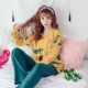 Bộ đồ ngủ mùa thu đông của phụ nữ dài tay cotton cotton kích thước lớn mùa thu phiên bản Hàn Quốc của phim hoạt hình dịch vụ tại nhà ăn mặc gợi cảm dễ thương váy ngủ sexy