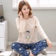 Bộ đồ ngủ nữ dài tay cotton mùa xuân và mùa thu Hàn Quốc đồ bộ mặc nhà pijama