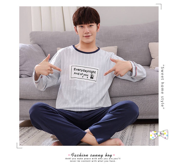 Mùa thu và mùa đông nam đồ ngủ dài tay cộng với chất liệu cotton cotton cỡ lớn pijama nam