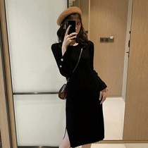 Sandro Moscoloni black knitted dress 2020 spring and autumn new womens slim thin base skirt