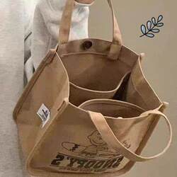 Canvas Bag with Cartoon Letters, Tote Bag, Lunch Bag, Mommy Bag, Baby Walking Bag, Portable Mother-Child Bag, Student Commuter Bag for Women