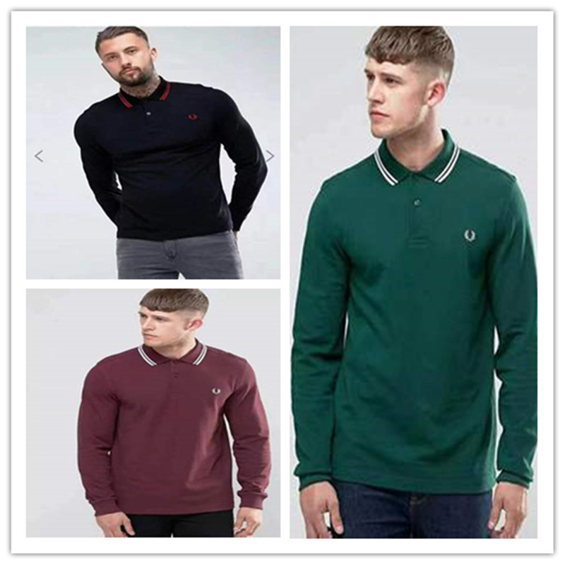 Fp Autum Men's Long-Sleeved Wheat Spike Polo Shirt British Business Casual Lapel T-Shirt M3600