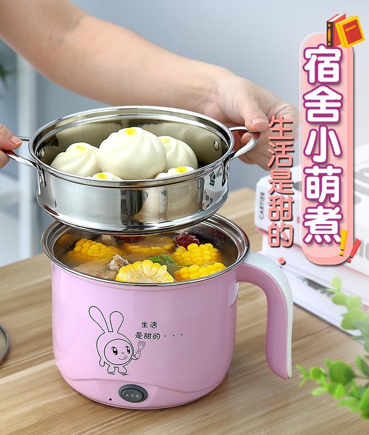 nồi lẩu mini 1 người Nồi trứng 304 hấp trứng hai lớp đa chức năng bằng thép không gỉ luộc trứng tự động tắt nguồn cháo mini tạo tác - Nồi trứng ca nấu mì
