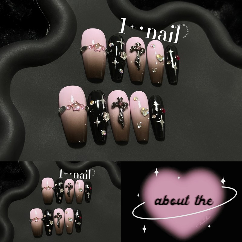 1+Nail 【Party Star】Buling Full Rhinestone European and American Style Sweet and Spicy Cross Nail Art for Hot Girls 1+Nail 【Party Star】Buling Full Rhinestone European and American Style Sweet and Spicy Cross Nail Art for Hot Girls