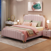 Light extravagant modern minimalist bed solid wood European style princess furniture 1 8 Nordic main sleeper American tennis red soft bag double bed