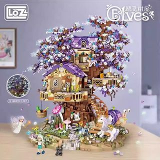 Loz/Smart Small Particle Building Blocks Assembly Toy for Adults, High Difficulty Chinese Building Block Model, Elf Tree House