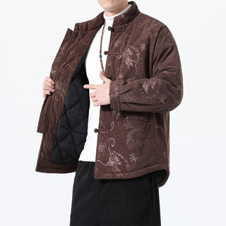 Мужская зимняя утепленная куртка в китайском стиле, с ретро-узором дракона, на пуговицах, большой размер, теплая мужская хлопковая верхняя одежда.