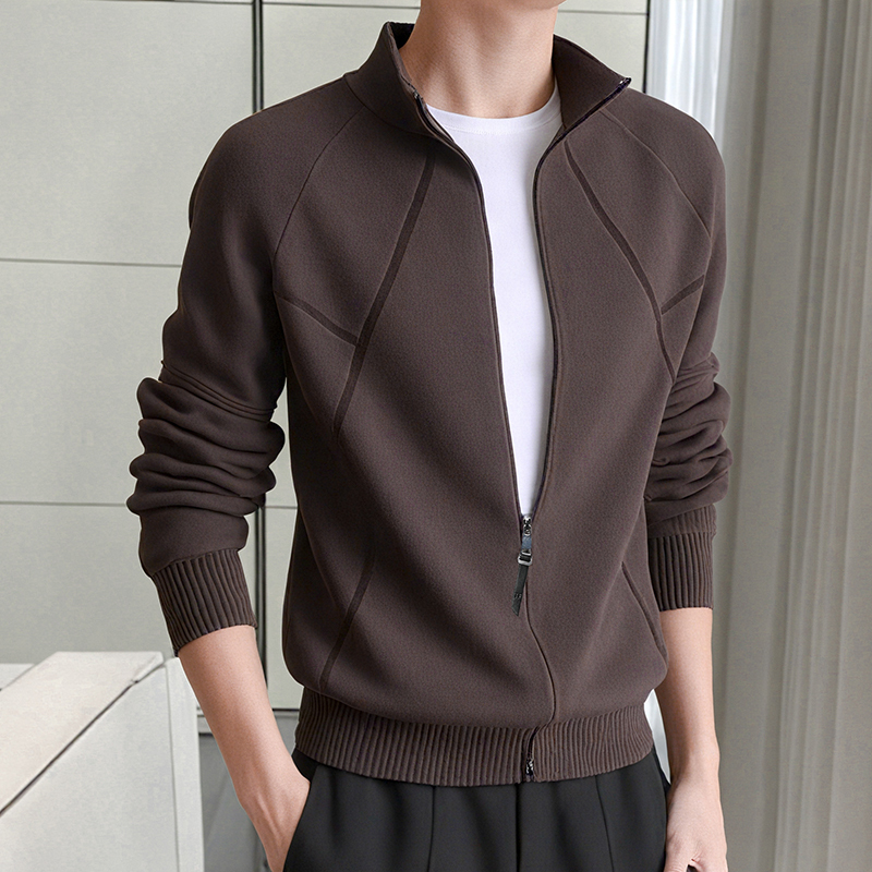 Men's Stand-Up Collar Cardigan Jacket New Spring and Autumn Knitwear Jacket Young Stylish Casual Zipper Sweater Coat