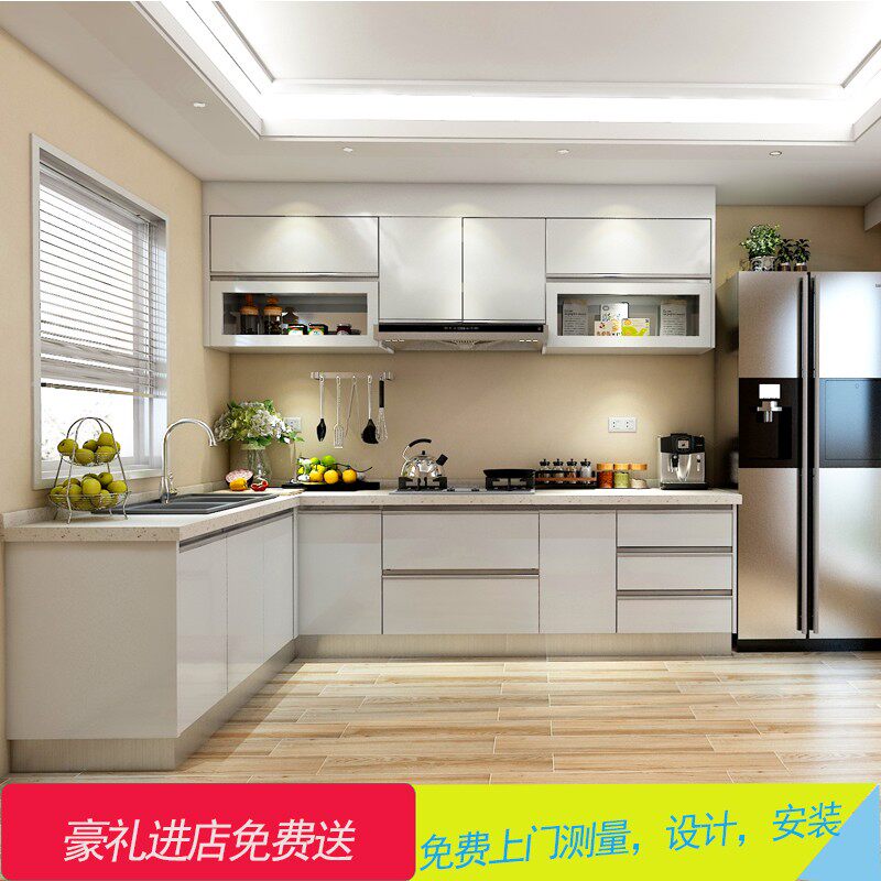 Stainless steel overall cabinet set to make modern minima small family Type 304 stainless steel integral cabinet old kitchen renovated