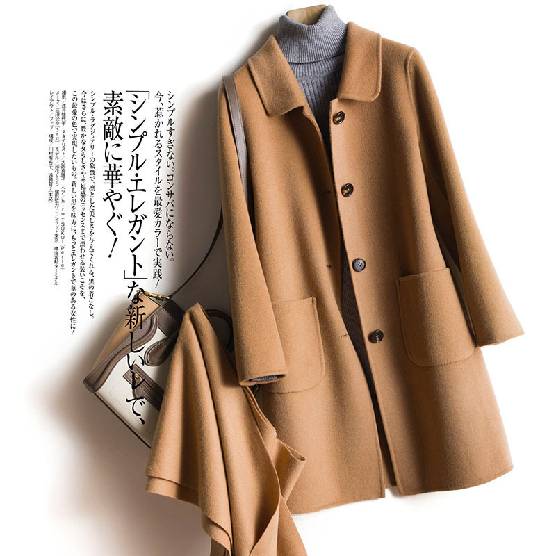 A long - range 2020 Fall - Winter New Japanese high - end temperament and double - sided cashmere coat