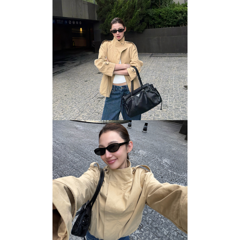 4Pril Is Neat and Stylish! Women's Trench Coat-Style Jacket for Autumn, Casual and Elegant, Stand-Up Collar Short Coat Top 4Pril Is Neat and Stylish! Women's Trench Coat-Style Jacket for Autumn, Casual and Elegant, Stand-Up Collar Short Coat Top