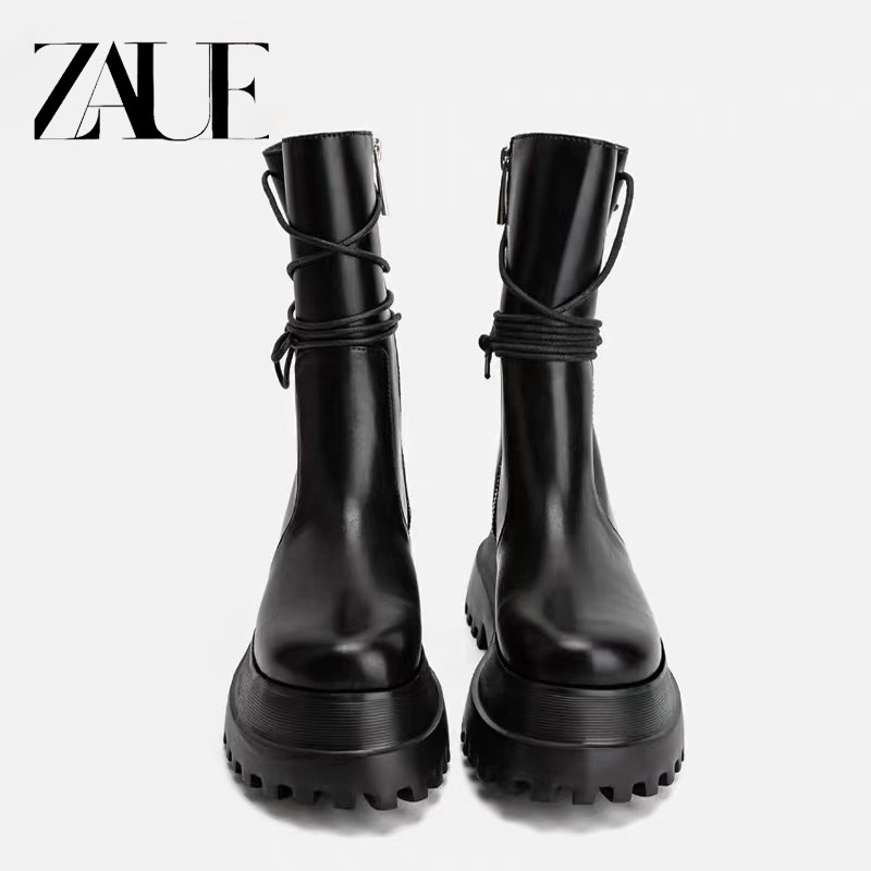 ZR ZAUE thick - sole Martin boots female autumn and winter new boots side zipper knight boots with middle boots