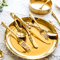 Court Europe and the United States custom gold 304 stainless steel Western tableware knife steak knife fork spoon gift set