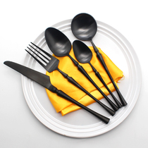 New tasting shop European elegant creative brushed black 304 stainless steel Western steak knife fork and spoon set