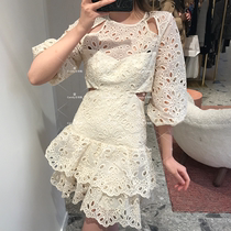 maje21 spring summer hook flower hollow embroidered lotus leaf lace with long sleeve short dress and dress woman MFPRO01696