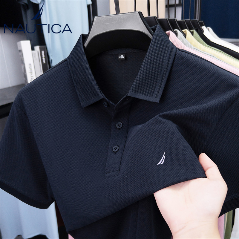 Nautica/Notica Genuine Men's Short-Sleeved Lapel T-Shirt Summer Pineapple Flower Solid Color Half-Sleeved Cotton Polo Shirt Nautica/Notica Genuine Men's Short-Sleeved Lapel T-Shirt Summer Pineapple Flower Solid Color Half-Sleeved Cotton Polo Shirt