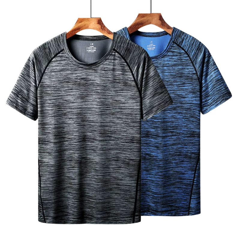 Sports men's silk quick dry short sleeve T-shirt for gym