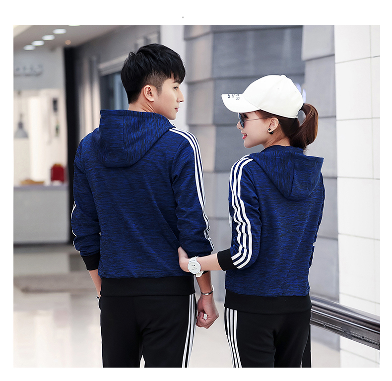 Bộ đồ thể thao nam mùa xuân và mùa thu quần nữ đôi áo len giản dị mùa xuân hai mảnh chạy quần áo thể thao - Thể thao sau bộ thể thao adidas