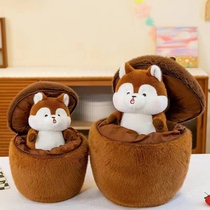 Cute Little Oak Surprise Squirrel Wool Suede Toy Paparazzi Girl Sleeping With Pillow Doll Cloth Doll Birthday Present