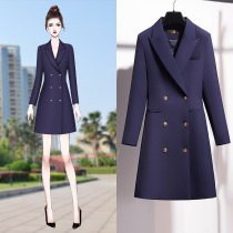 Suit dress autumn 2021 new female commuter temperament goddess fan waist professional long sleeve A- line dress