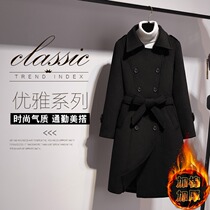 Winter professional wear woolen coat womens long Korean temperament black thickened sales overalls woolen coat