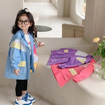 Girls Western Style Mid-Length Windbreaker 2022 Spring Korean Style Baby Girl Casual Jacket Childrens Spring and Autumn Fashion Cardigan