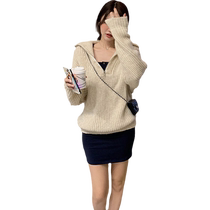 Large size early autumn sweater top soft breast style loose outer wear breast style pullover sweater women 2022 new style