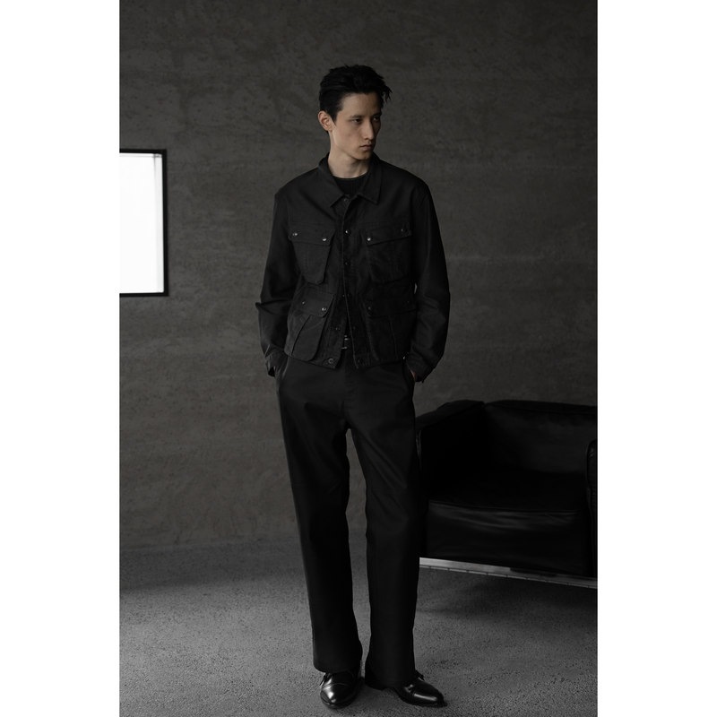Eoh‘Talpa’ High-Density Reverse-Brushed Moleskin Four-Pocket Dot Snap-Button Short Fitted Jacket