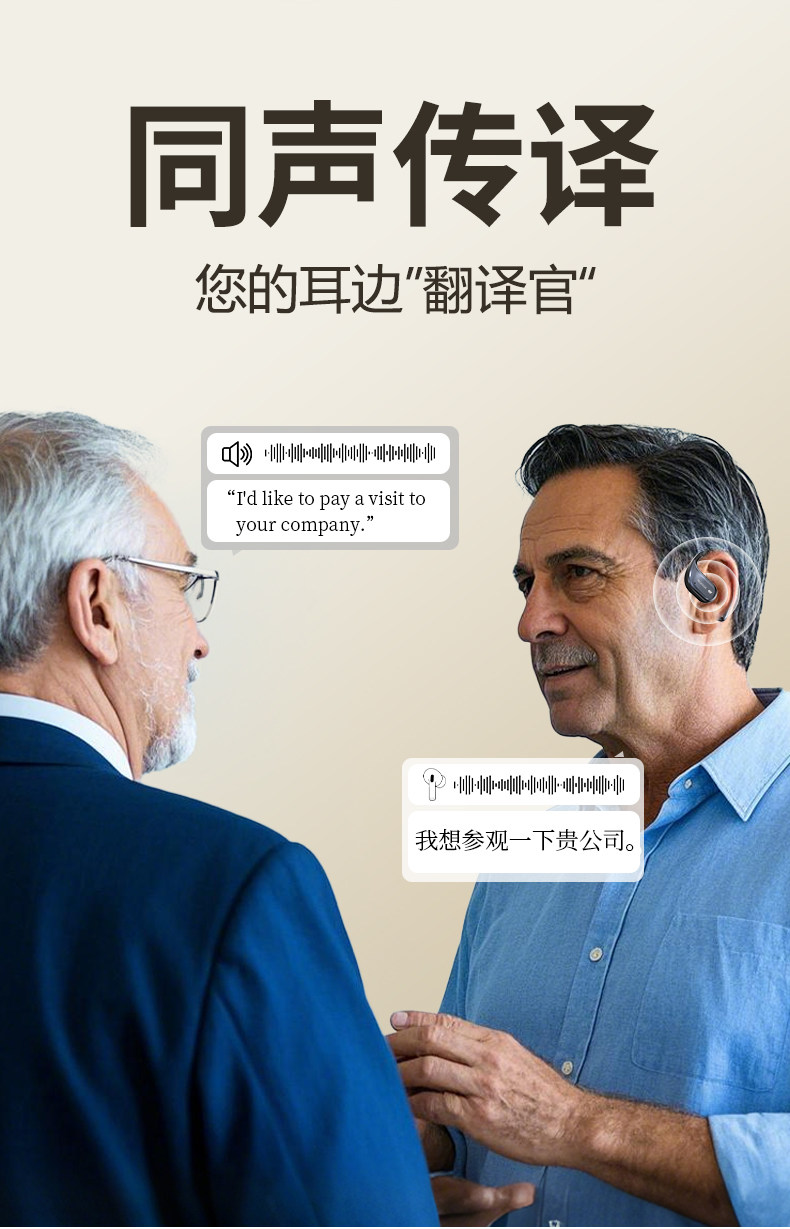 Cross-border AI translation headphones: Simultaneous interpretation in 144 languages, panoramic surround sound effect, smart color screen, and ultra-long battery life details Picture