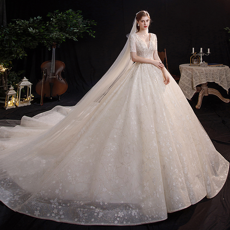 Retro starry sky for bride, 2021 collection, new collection, suitable for teen, V-neckline Retro starry sky for bride, 2021 collection, new collection, suitable for teen, V-neckline