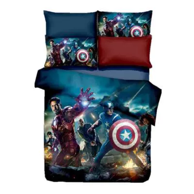 Bộ đồ chơi trẻ em bằng vải bông Avengers Iron Man Captain America Ba hoặc bốn mảnh Bộ đồ giường siêu nhân - Bộ đồ giường bốn mảnh