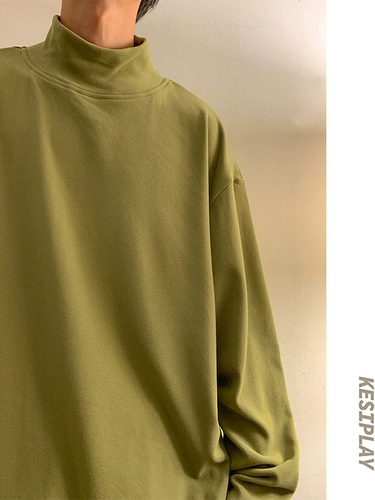 Базовая демисезонная рубашка, утепленный лонгслив для отдыха, высокий воротник, оверсайз