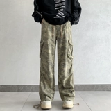 Камуфляжные летние джинсы, штаны для отдыха, в американском стиле, свободный прямой крой