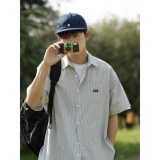 Синяя тонкая японская трендовая рубашка, оверсайз