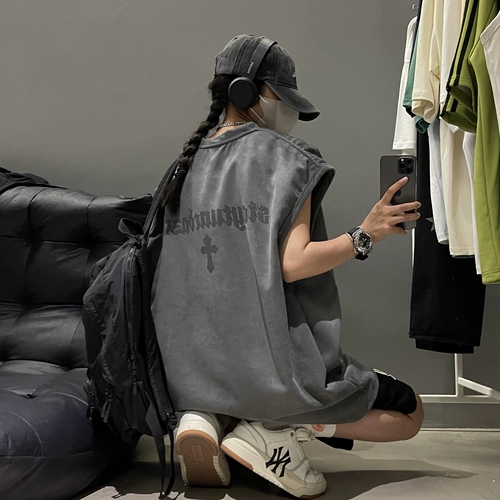 Зеленый летний ретро жилет, бархатная спортивная футболка без рукавов, в американском стиле