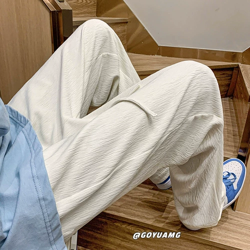 Tide, мужские белые летние штаны, повседневные брюки, свободный прямой крой, в американском стиле