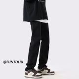 Летние тонкие черные джинсы, штаны для отдыха, свободный прямой крой, в американском стиле, оверсайз